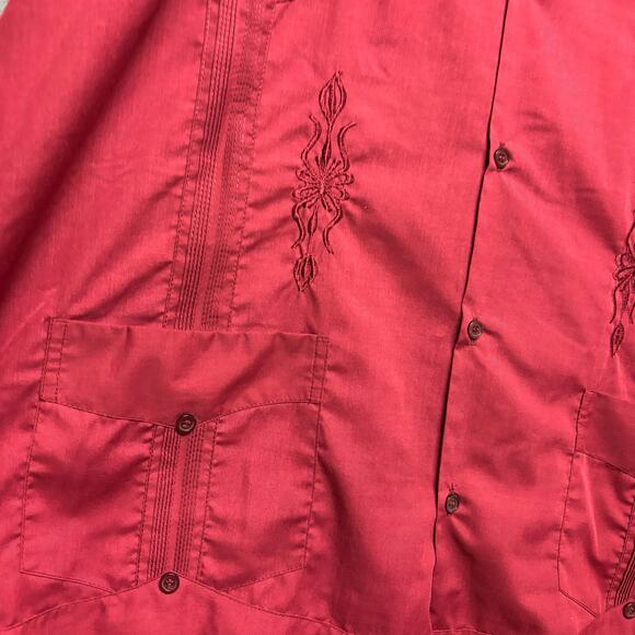 Yucatan Guayaberas Finas Shirt Mexico Made Mens 46 / US XL Embroider Button Down - Picture 5 of 15
